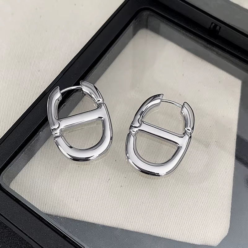 Double Loop Design Earrings 2024 New Gold Silver Color Geometric Elegant Luxurious Hoop Earrings for Women Girls Fashion Jewelry